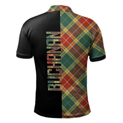 Clan Buchanan Old Sett Tartan Polo Shirt Half of Me - Cross Style WN87 Buchanan Old Sett Tartan Tartan Polo   