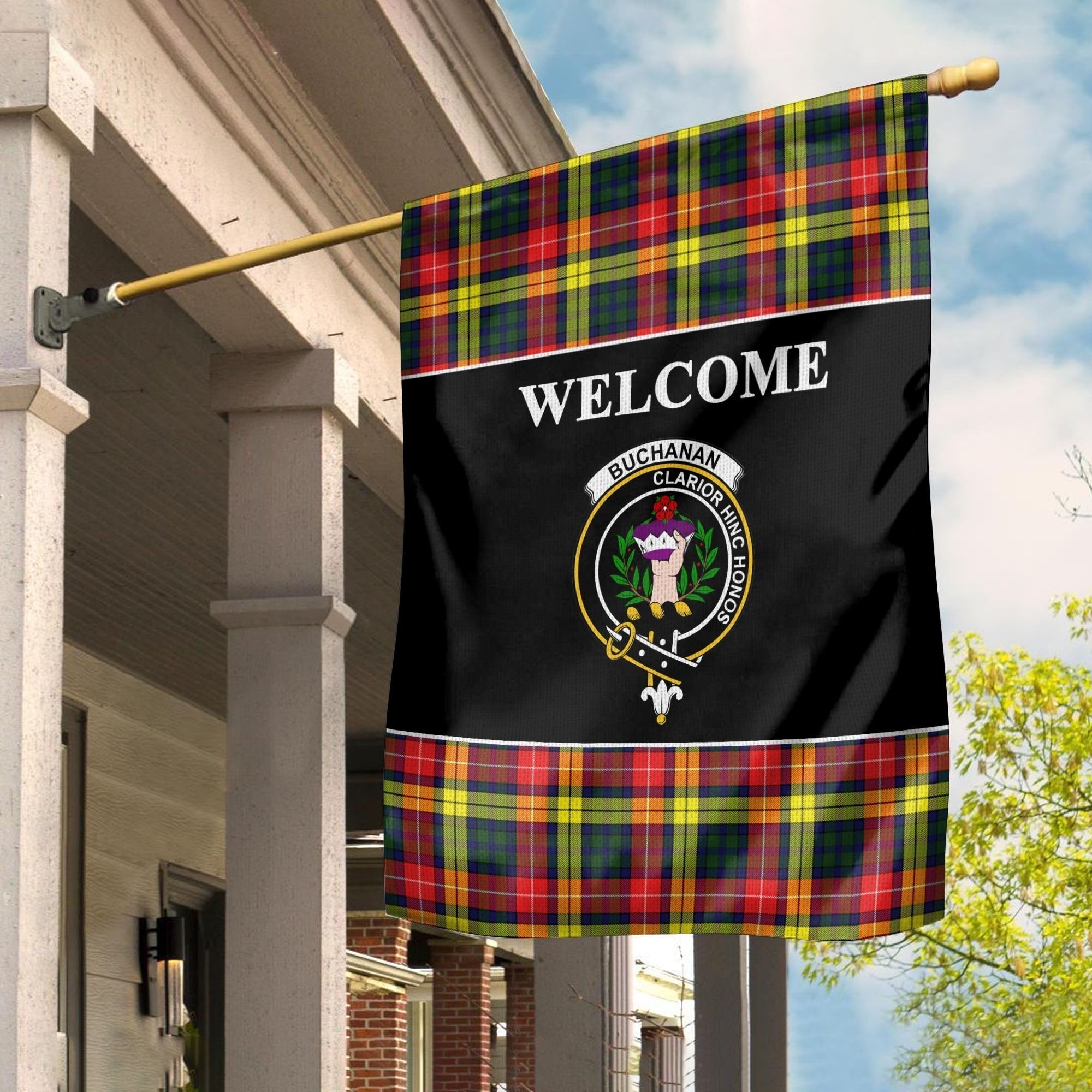 Clan Buchanan Tartan Crest Black Garden Flag IX10 Clan Buchanan Tartan Today   