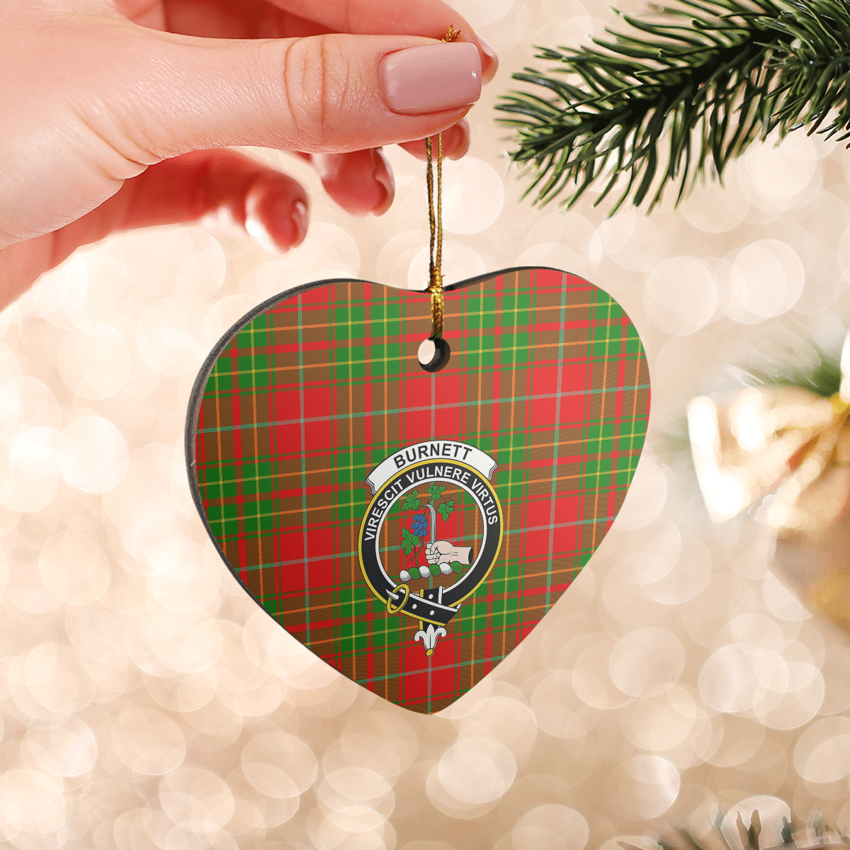 Clan Burnett Ancient Tartan Crest Heart Ceramic Ornament GM75 Burnett Ancient Tartan Tartan Christmas   