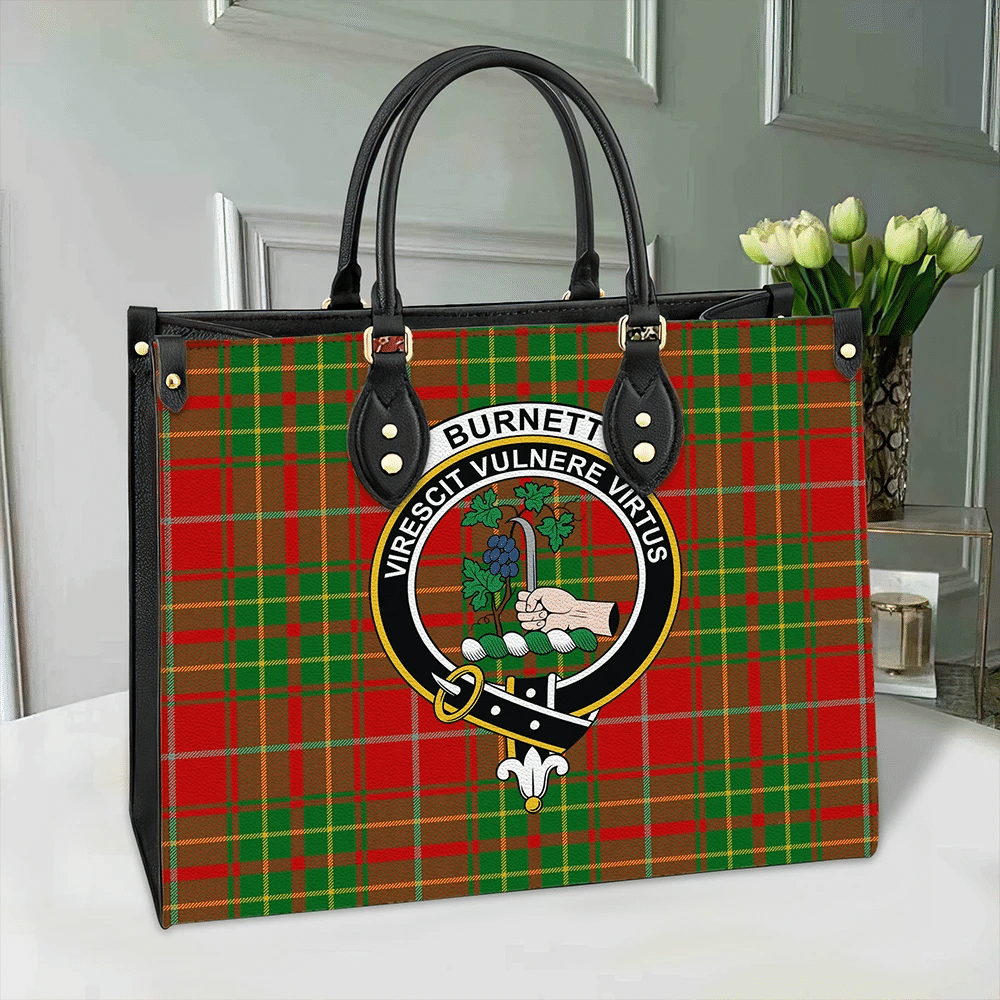 Clan Burnett Ancient Tartan Crest Leather Bag ON20 Clan Burnett Tartan Today   