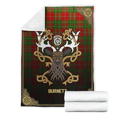 Clan Burnett Ancient Tartan Crest Premium Blanket Celtic Stag Style WP13 Clan Burnett Tartan Today   