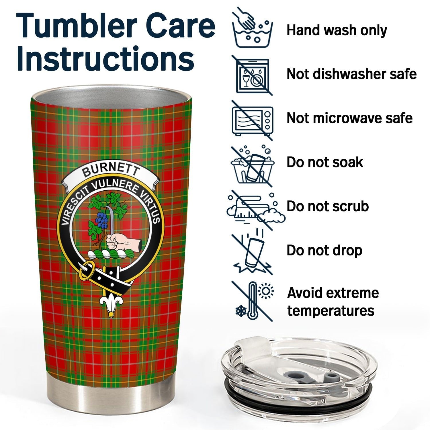 Clan Burnett Ancient Tartan Crest Tumbler KZ39 Clan Burnett Tartan Today   