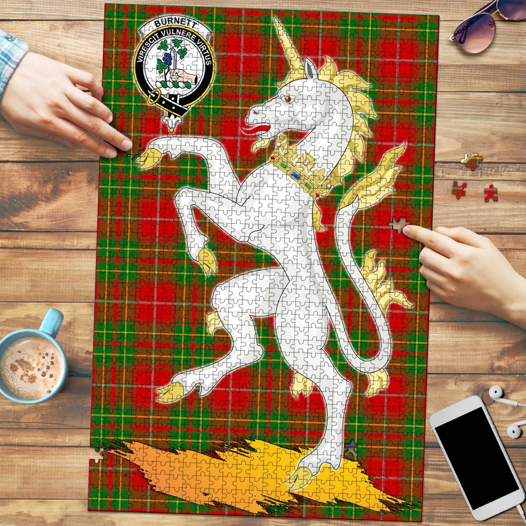 Clan Burnett Ancient Tartan Crest Unicorn Scotland Jigsaw Puzzles Gift For Family UI61 Clan Burnett Tartan Today   