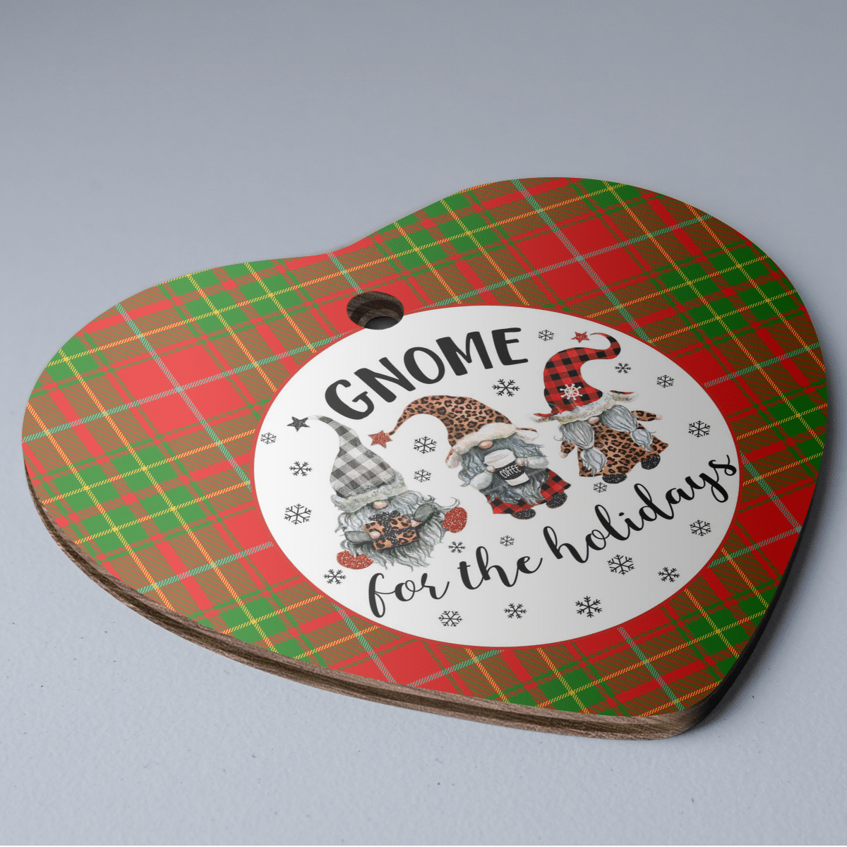 Clan Burnett Ancient Tartan Gnome Heart Ceramic Ornament HG89 Burnett Ancient Tartan Gnome Tartan Christmas   