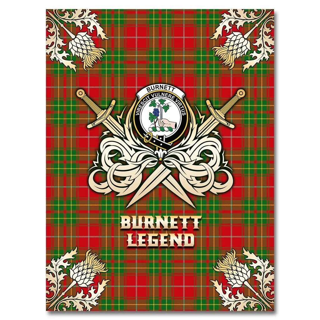 Clan Burnett Ancient Tartan Gold Courage Symbol Blanket QV41 Clan Burnett Tartan Today   