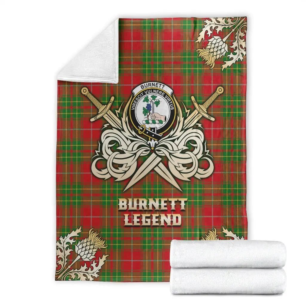 Clan Burnett Ancient Tartan Gold Courage Symbol Blanket QV41 Clan Burnett Tartan Today   