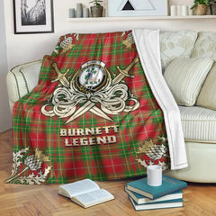 Clan Burnett Ancient Tartan Gold Courage Symbol Blanket QV41 Clan Burnett Tartan Today   