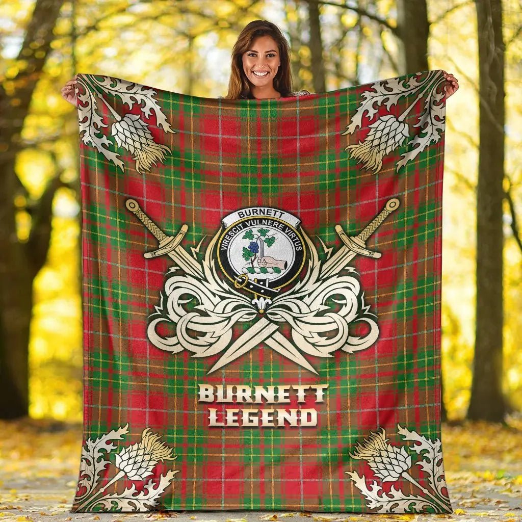 Clan Burnett Ancient Tartan Gold Courage Symbol Blanket QV41 Clan Burnett Tartan Today   