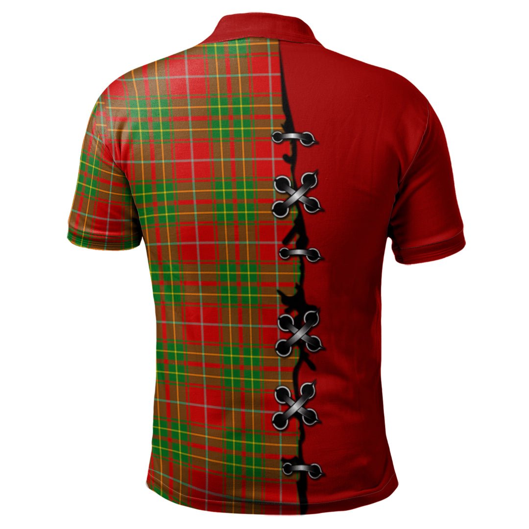 Clan Burnett Ancient Tartan Polo Shirt - Lion Rampant And Celtic Thistle Style AM90 Burnett Ancient Tartan Tartan Polo   