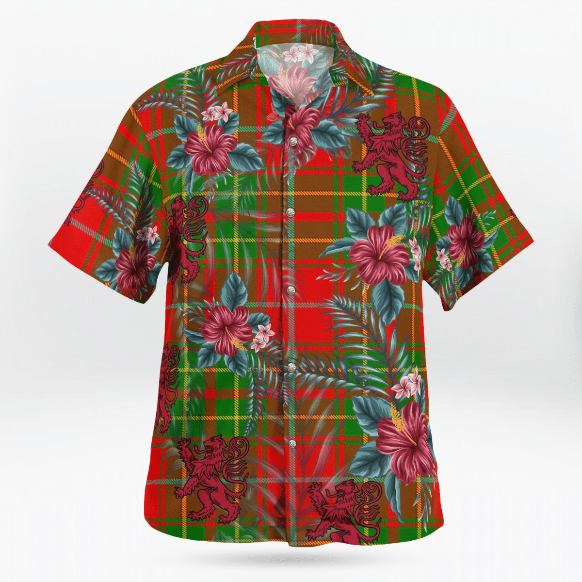 Clan Burnett Ancient Tartan Scottish Lion Hawaiian Shirt ED81 Burnett Ancient Tartan Tartan Hawaii Shirt   