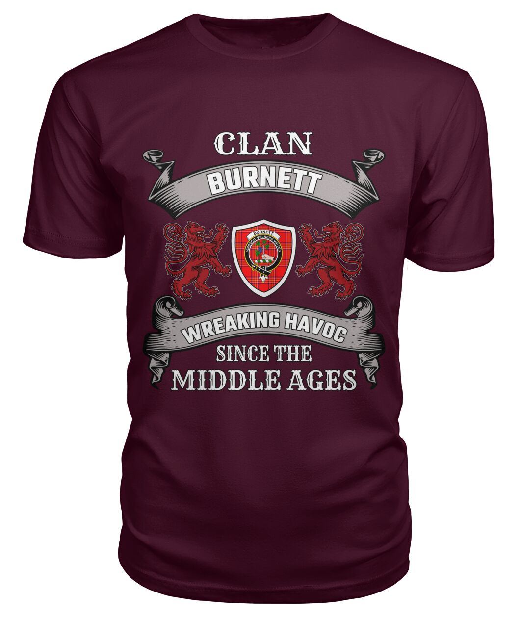 Clan Burnett Family Tartan 2D T-shirt UM38 Burnett Tartan Clan Tartan T-Shirt Maroon S Burnett Tartan Clan