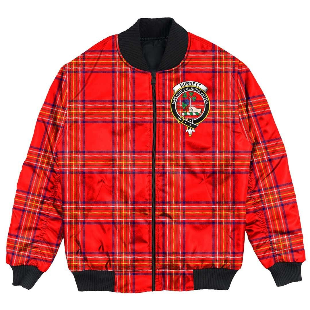 Clan Burnett Modern Tartan Crest Bomber Jacket SL64 Burnett Modern Tartan Tartan Bomber Jacket   