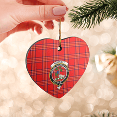 Clan Burnett Modern Tartan Crest Heart Ceramic Ornament XB50 Burnett Modern Tartan Tartan Christmas   