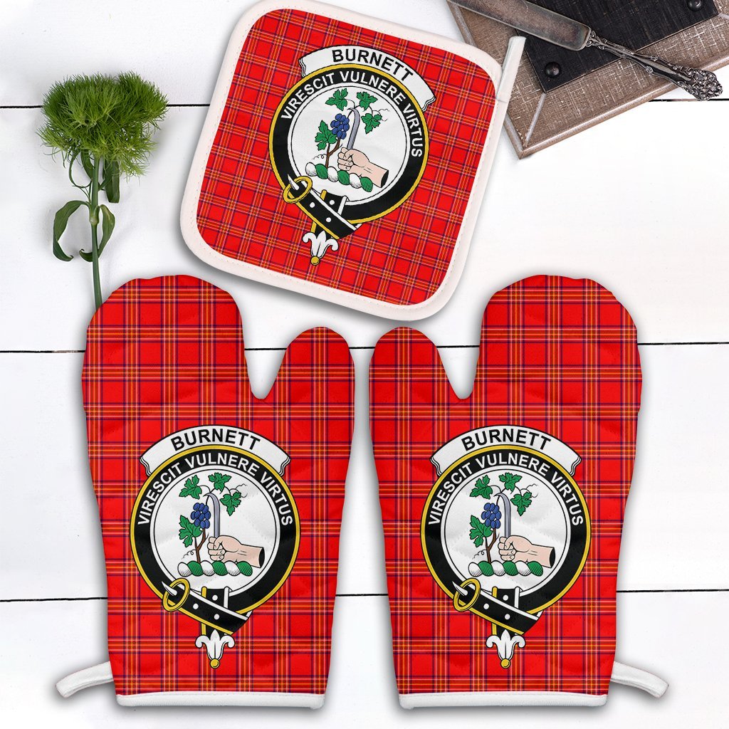 Clan Burnett Modern Tartan Crest Oven Mitt And Pot Holder (2 Oven Mitts + 1 Pot Holder) FP89 Clan Burnett Tartan Today   