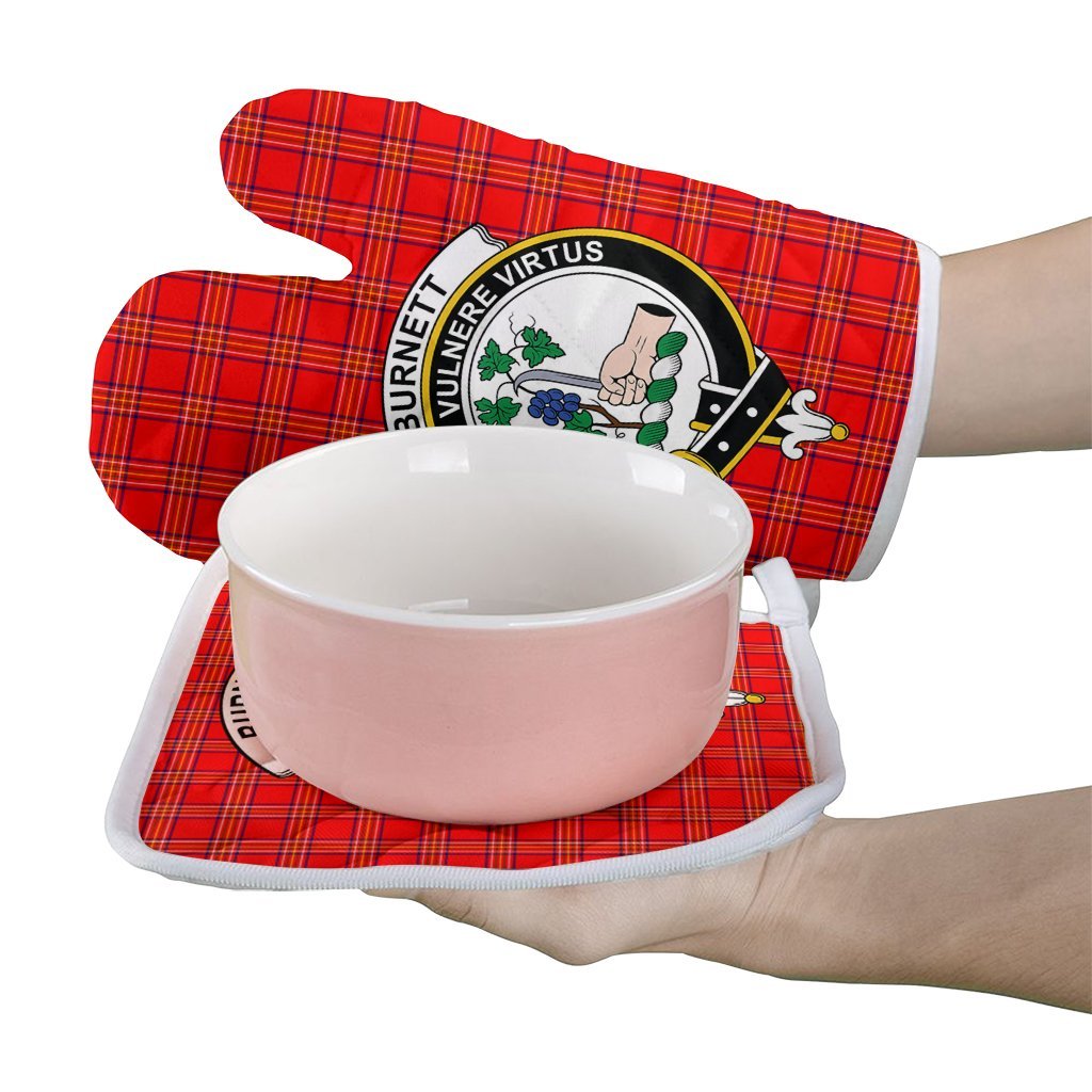 Clan Burnett Modern Tartan Crest Oven Mitt And Pot Holder (2 Oven Mitts + 1 Pot Holder) FP89 Clan Burnett Tartan Today   