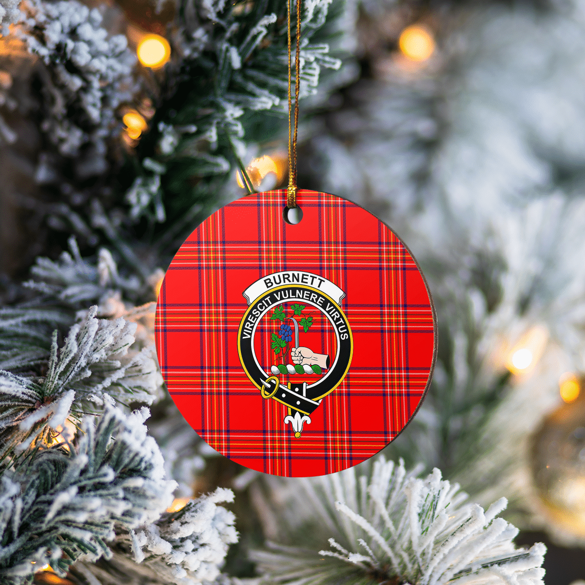 Clan Burnett Modern Tartan Crest Round Ceramic Ornament WF86 Burnett Modern Tartan Tartan Christmas   