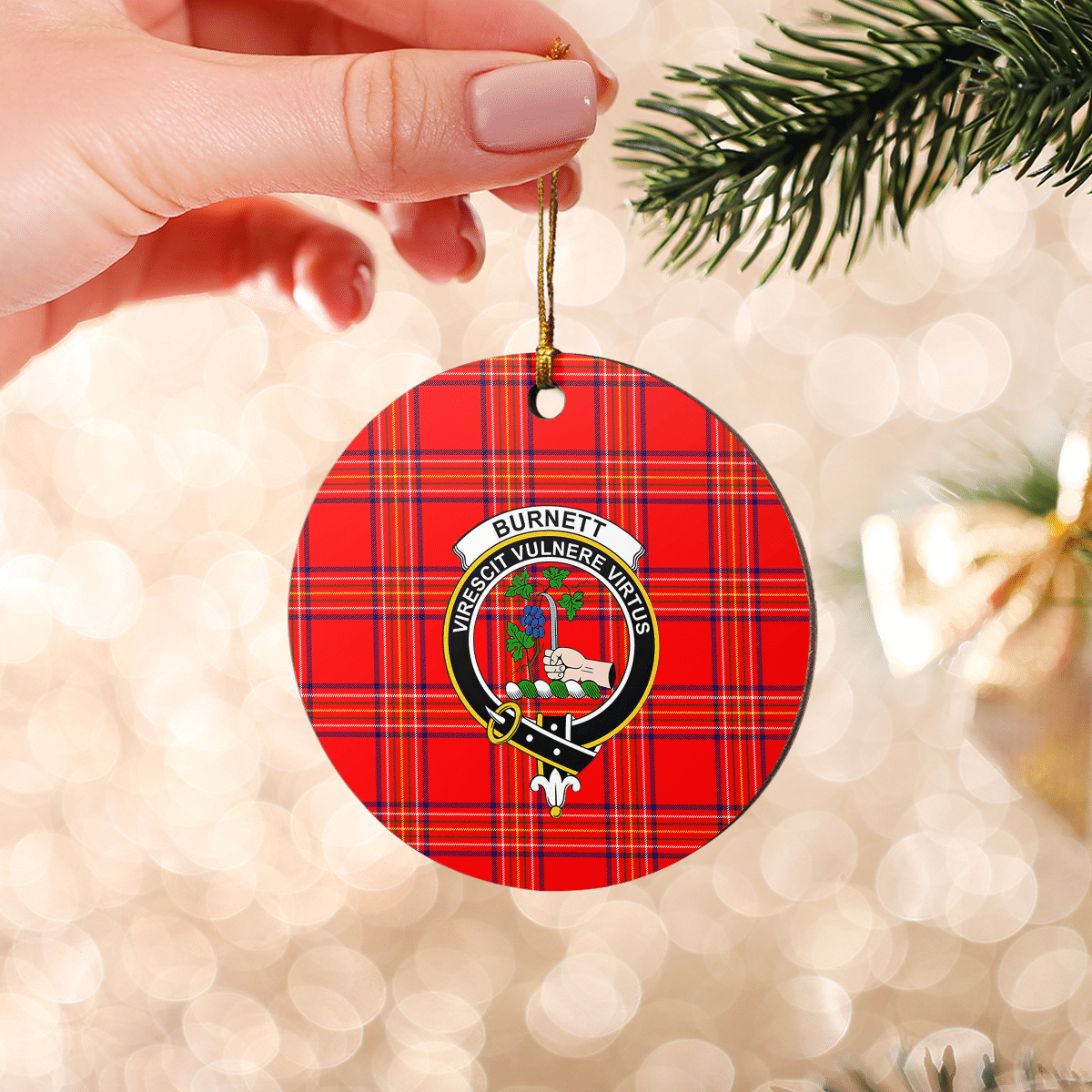 Clan Burnett Modern Tartan Crest Round Ceramic Ornament WF86 Burnett Modern Tartan Tartan Christmas   