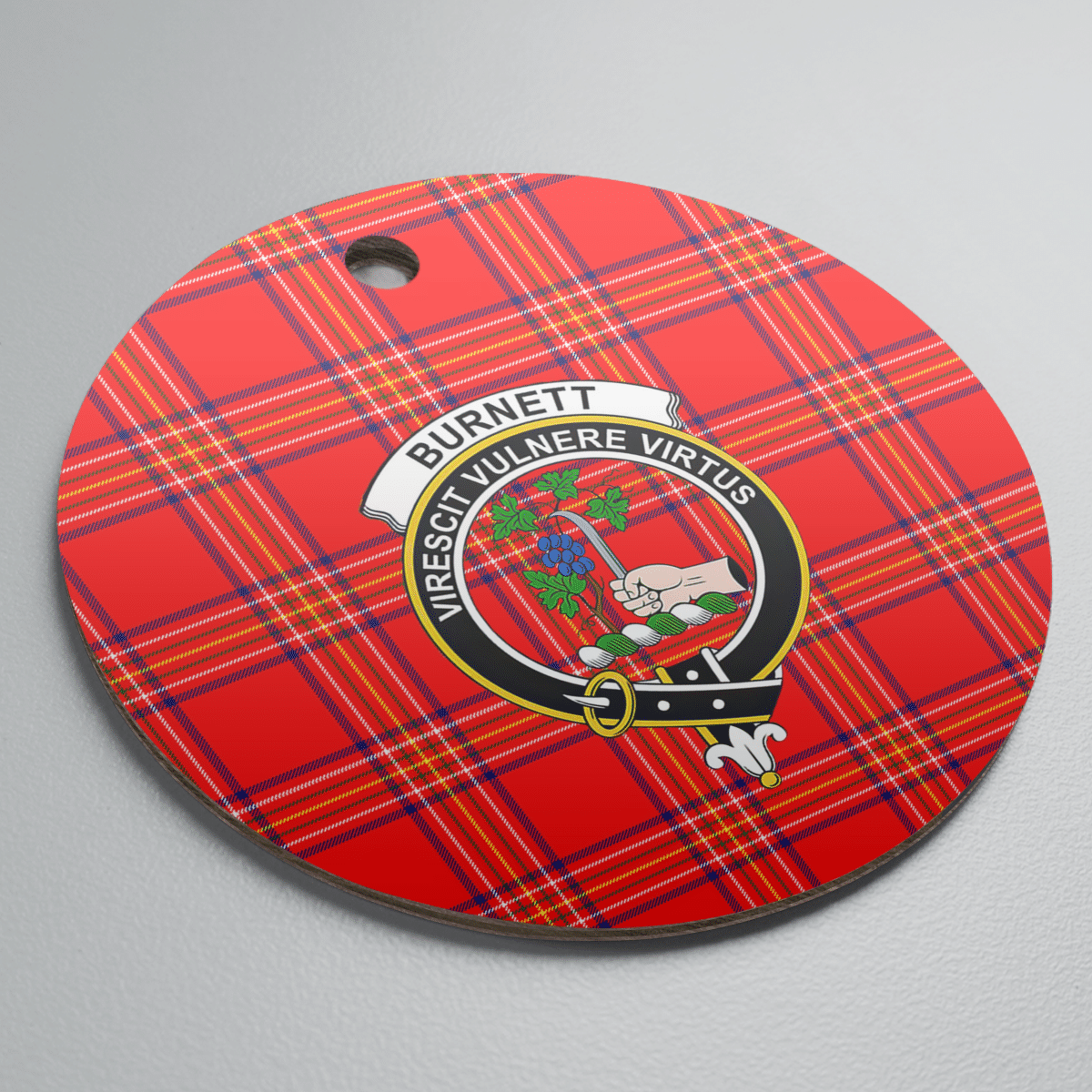 Clan Burnett Modern Tartan Crest Round Ceramic Ornament WF86 Burnett Modern Tartan Tartan Christmas   