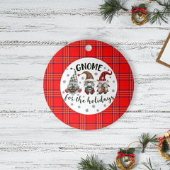 Clan Burnett Modern Tartan Gnome Round Ceramic Ornament LA87 Burnett Modern Tartan Tartan Christmas   