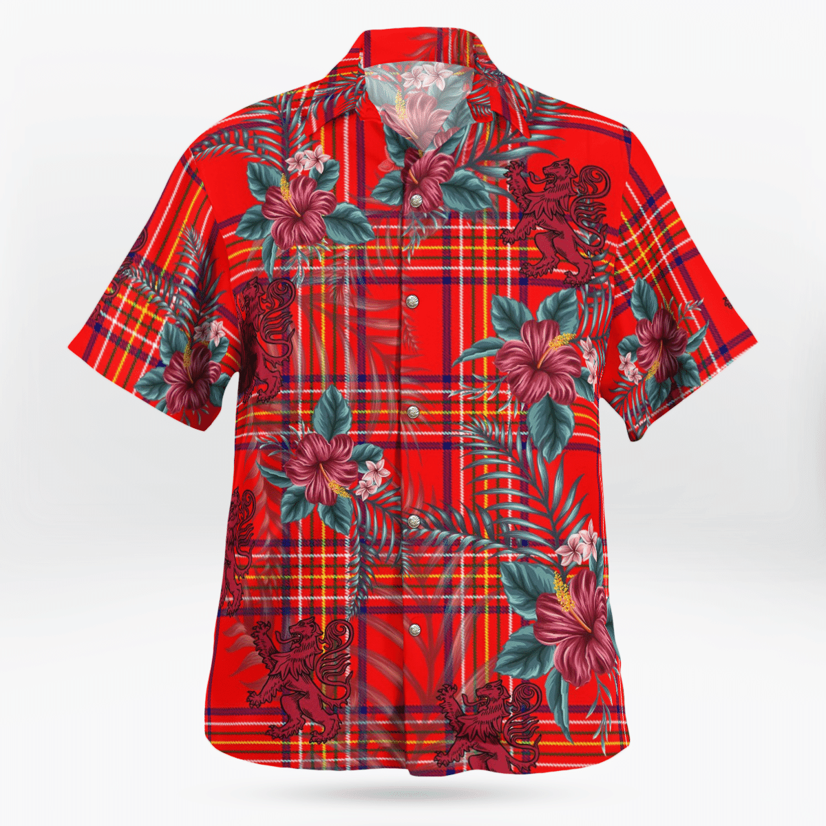 Clan Burnett Modern Tartan Scottish Lion Hawaiian Shirt VP83 Burnett Modern Tartan Tartan Hawaii Shirt   