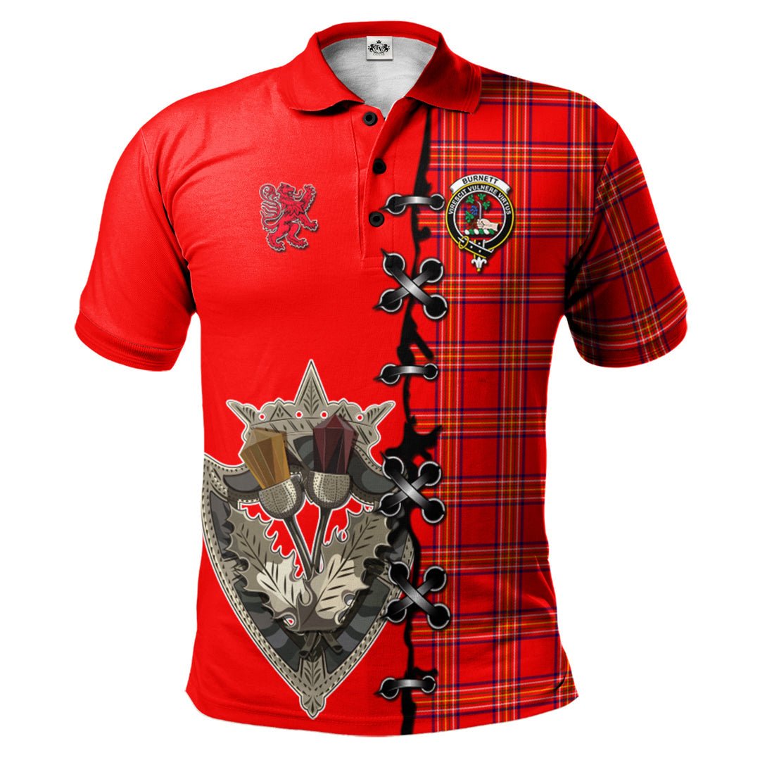 Clan Burnett Modern Tartan Tartan Polo Shirt - Lion Rampant And Celtic Thistle Style OD51 Burnett Modern Tartan Tartan Tartan Polo   