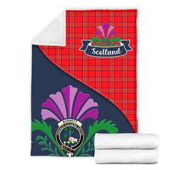 Clan Burnett Tartan Crest Premium Blanket Thistle Style YM41 Clan Burnett Tartan Today   