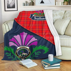 Clan Burnett Tartan Crest Premium Blanket Thistle Style YM41 Clan Burnett Tartan Today   