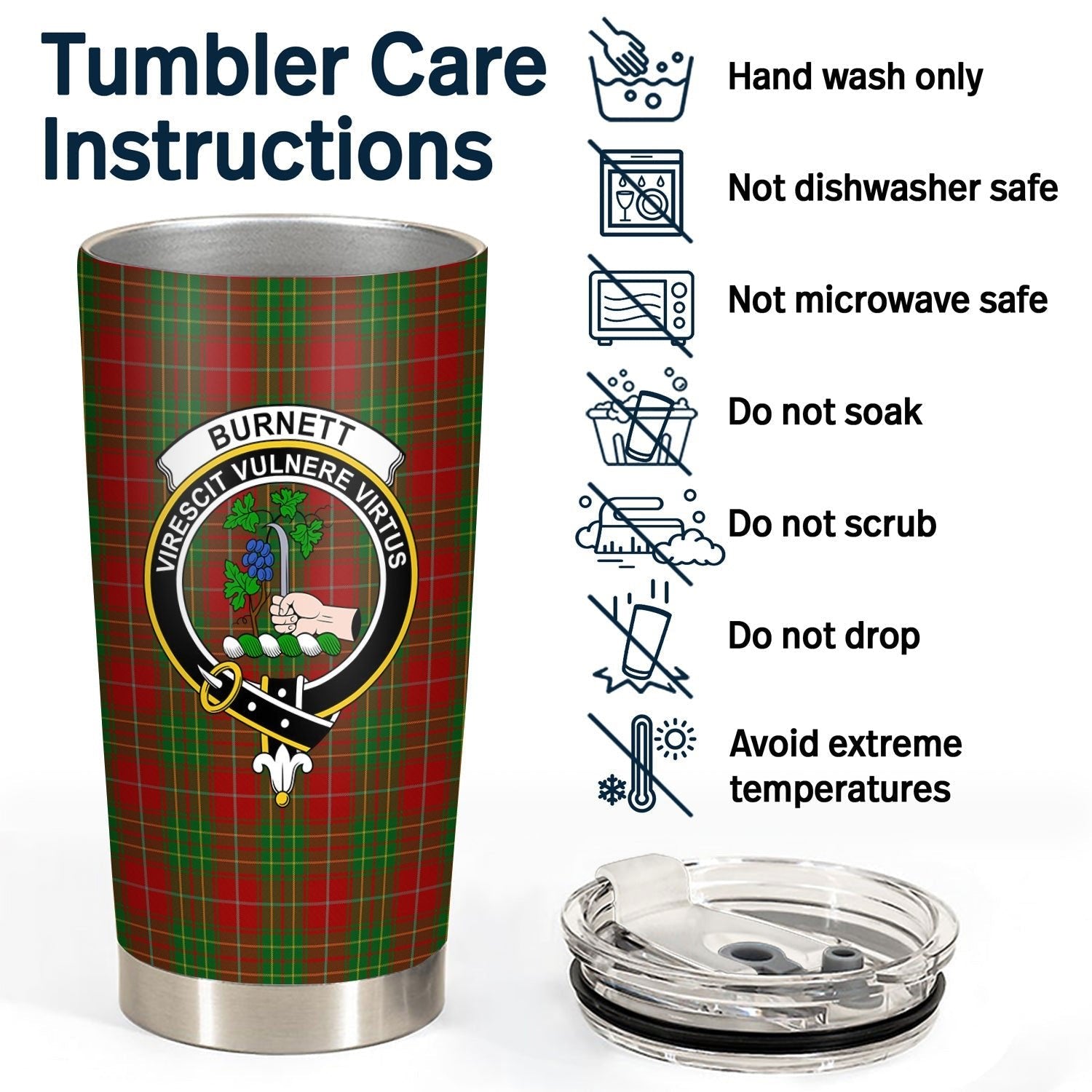 Clan Burnett Tartan Crest Tumbler GT50 Clan Burnett Tartan Today   