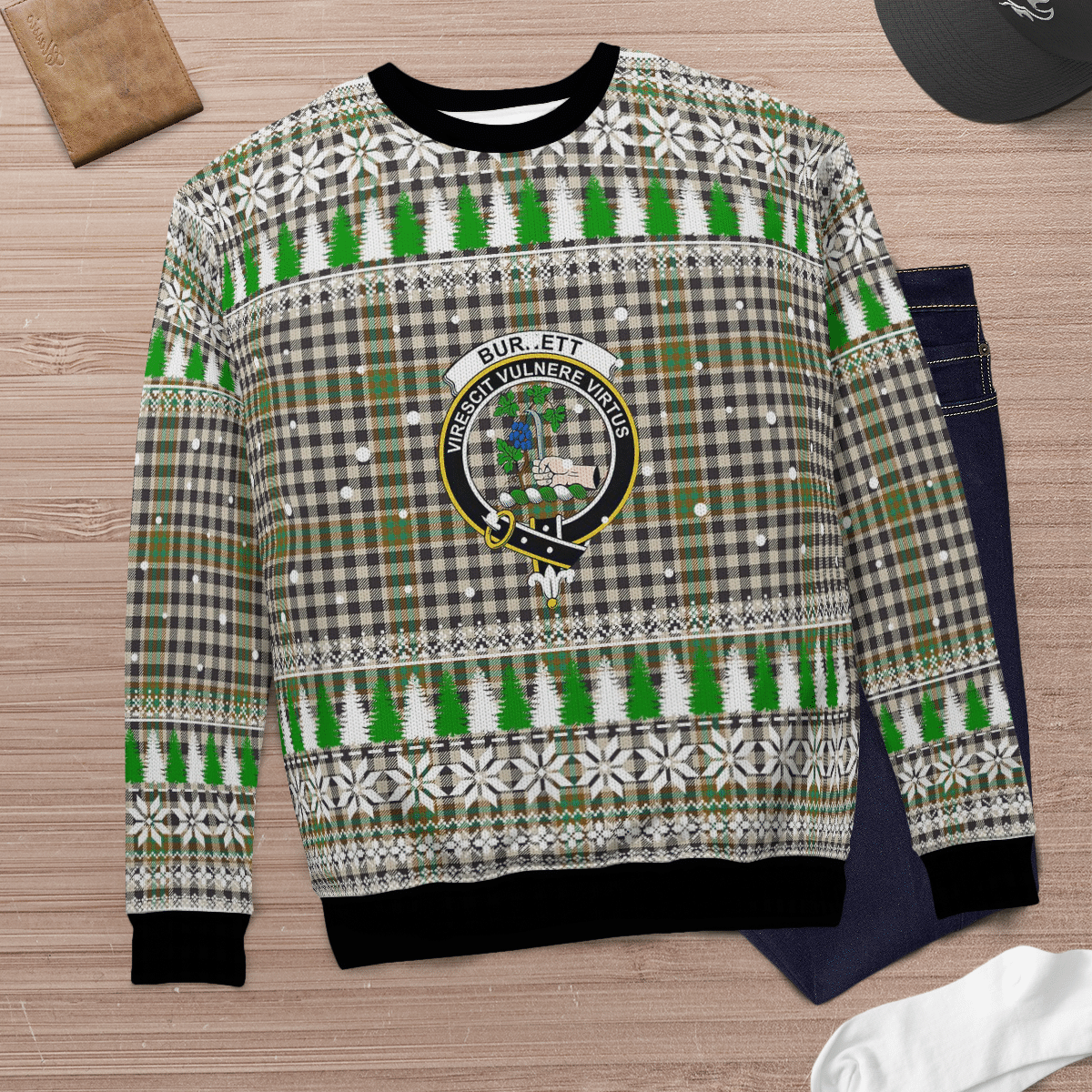 Clan Burns Check Crest Tartan Christmas Ugly Sweater JA35 Burns Check Crest Tartan Tartan Ugly Sweater   