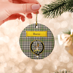 Clan Burns Check Tartan Crest Round Ceramic Ornament EE81 Burns Check Tartan Tartan Christmas   