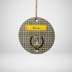 Clan Burns Check Tartan Crest Round Ceramic Ornament EE81 Burns Check Tartan Tartan Christmas   