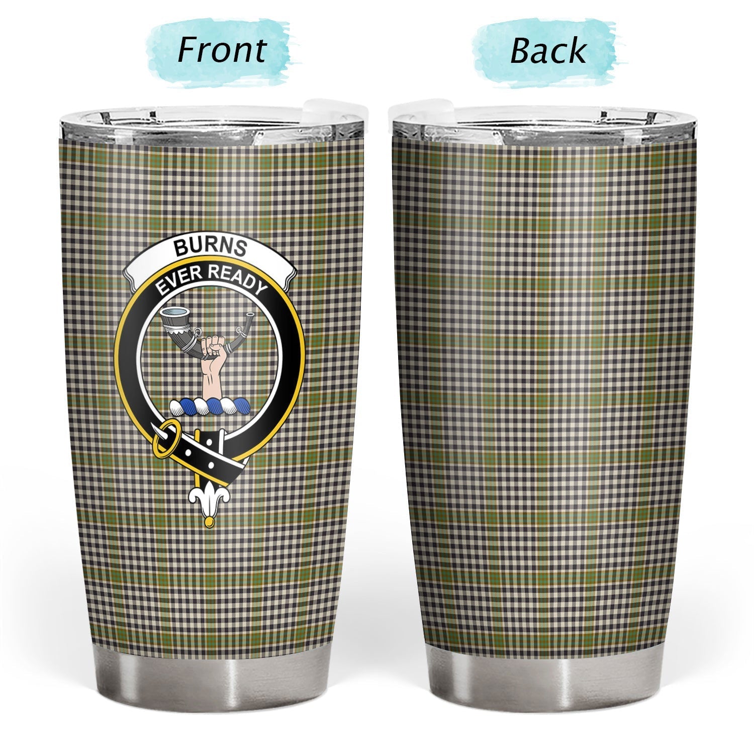 Clan Burns Check Tartan Crest Tumbler NP17 Clan Burns Tartan Today   