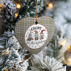 Clan Burns Check Tartan Gnome Heart Ceramic Ornament PE14 Burns Check Tartan Gnome Tartan Christmas   