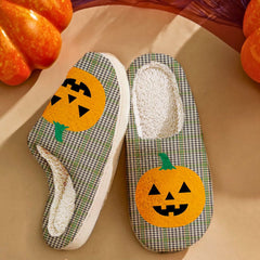 Clan Burns Check Tartan Halloween Pumpkin Slippers, Fluffy Spooky Slippers IU29 Burns Check Tartan Tartan Halloween   