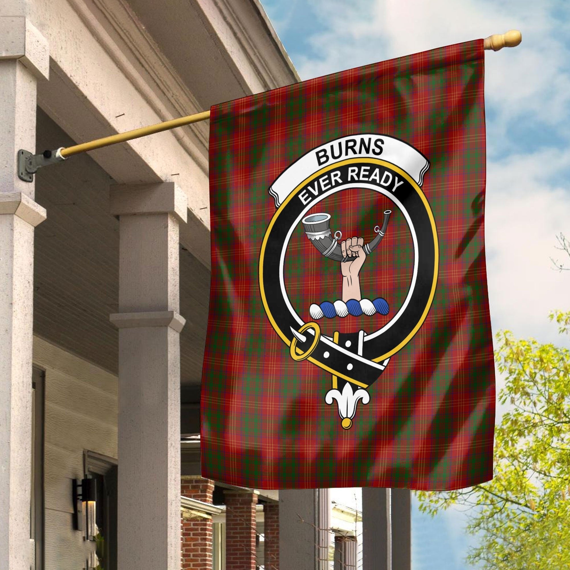 Clan Burns Tartan Crest Garden Flag FV52 Clan Burns Tartan Today   