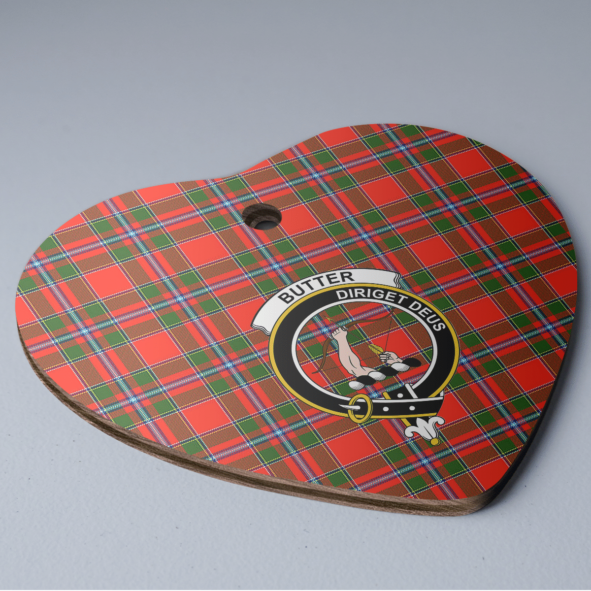 Clan Butter Tartan Crest Heart Ceramic Ornament PF80 Butter Tartan Tartan Christmas   