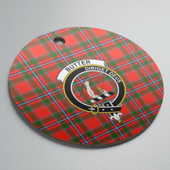 Clan Butter Tartan Crest Round Ceramic Ornament NK24 Butter Tartan Tartan Christmas   