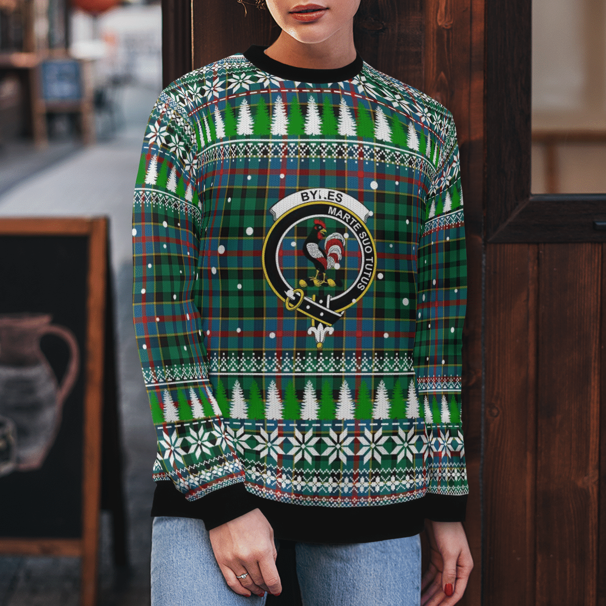 Clan Byres 1 Crest Tartan Christmas Ugly Sweater TQ85 Byres 1 Crest Tartan Tartan Ugly Sweater   