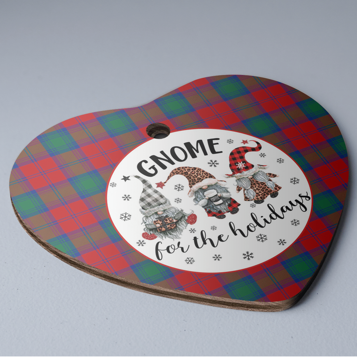 Clan Byres 2 Tartan Gnome Heart Ceramic Ornament MG73 Byres 2 Tartan Gnome Tartan Christmas   