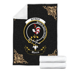Clan Byres Crest Tartan Premium Blanket Black TH98 Clan Byres Tartan Today   