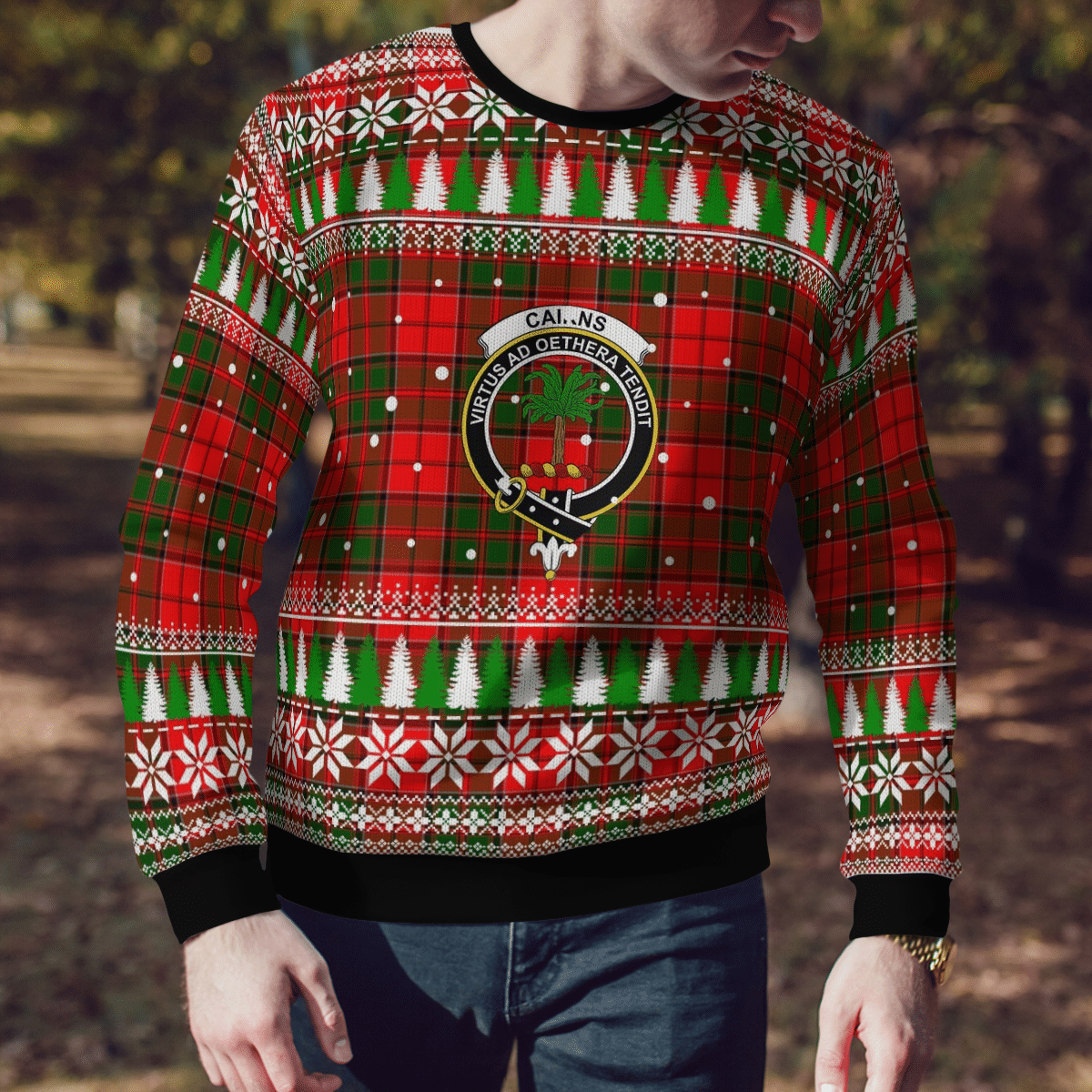 Clan Cairns Crest Tartan Christmas Ugly Sweater XW62 Cairns Crest Tartan Tartan Ugly Sweater   