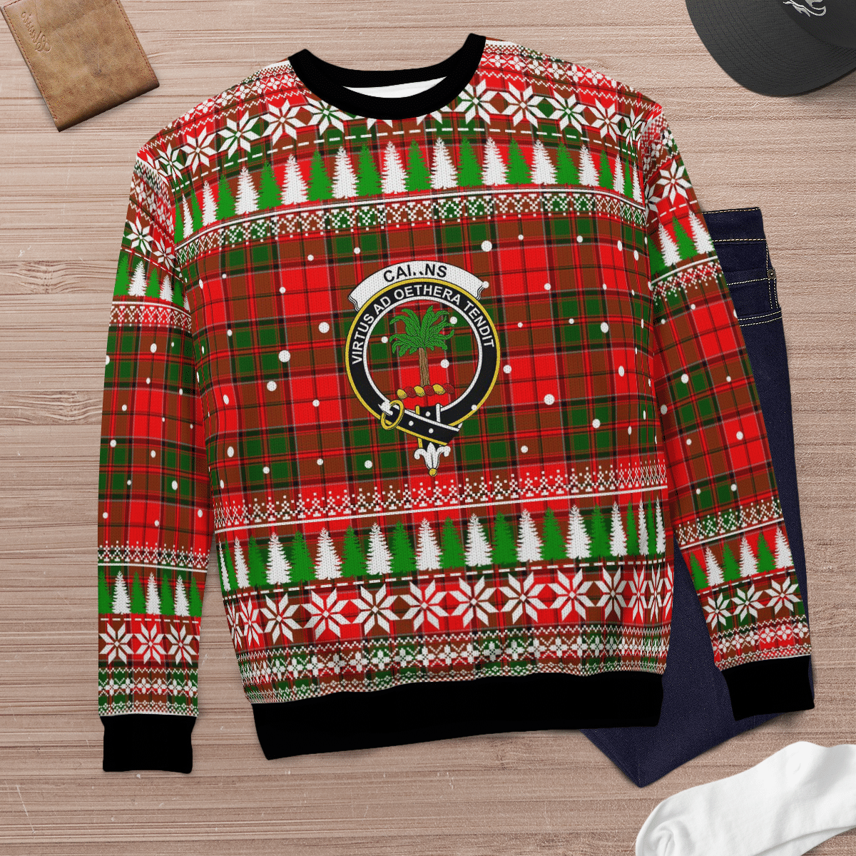 Clan Cairns Crest Tartan Christmas Ugly Sweater XW62 Cairns Crest Tartan Tartan Ugly Sweater   