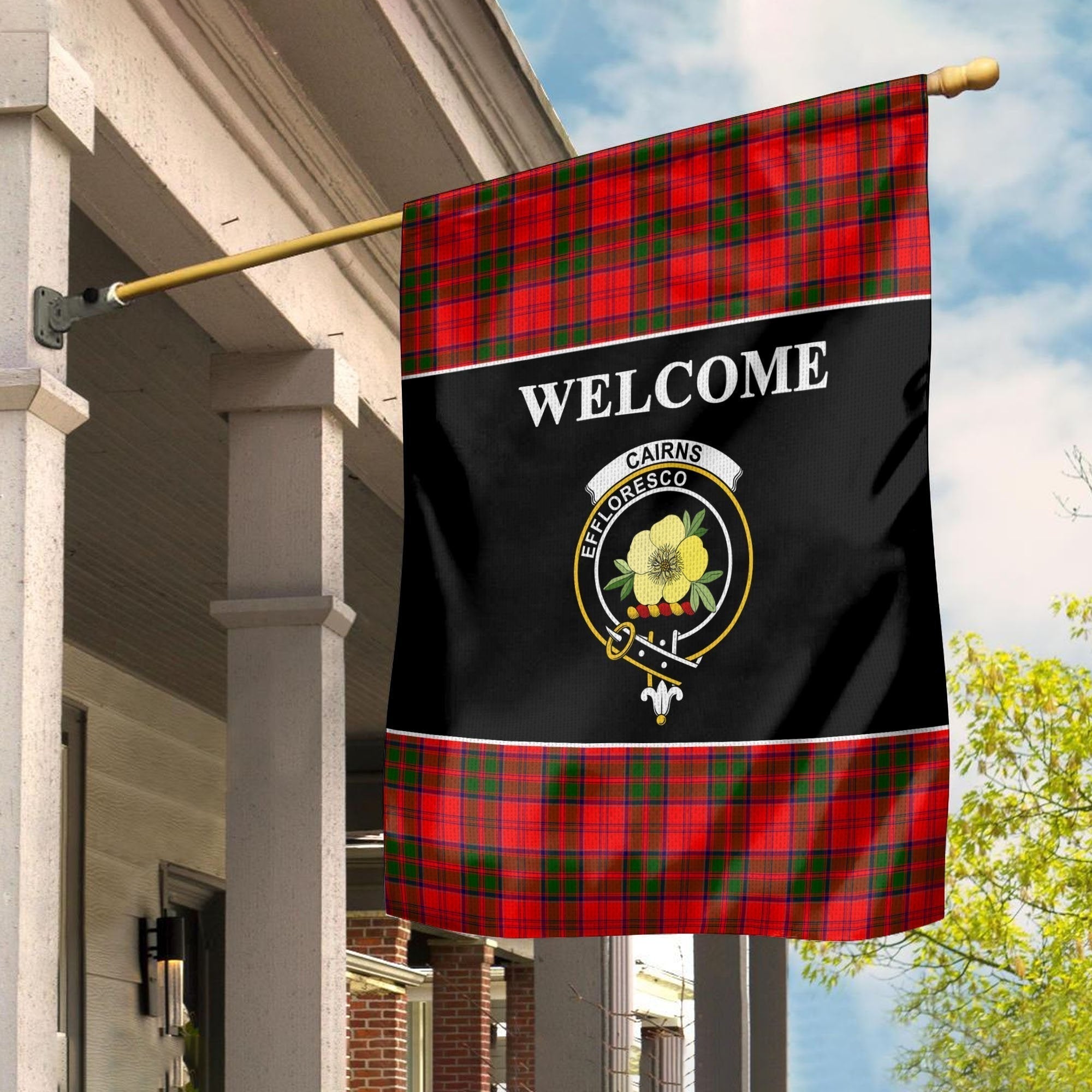 Clan Cairns Tartan Crest Black Garden Flag OQ26 Clan Cairns Tartan Today   