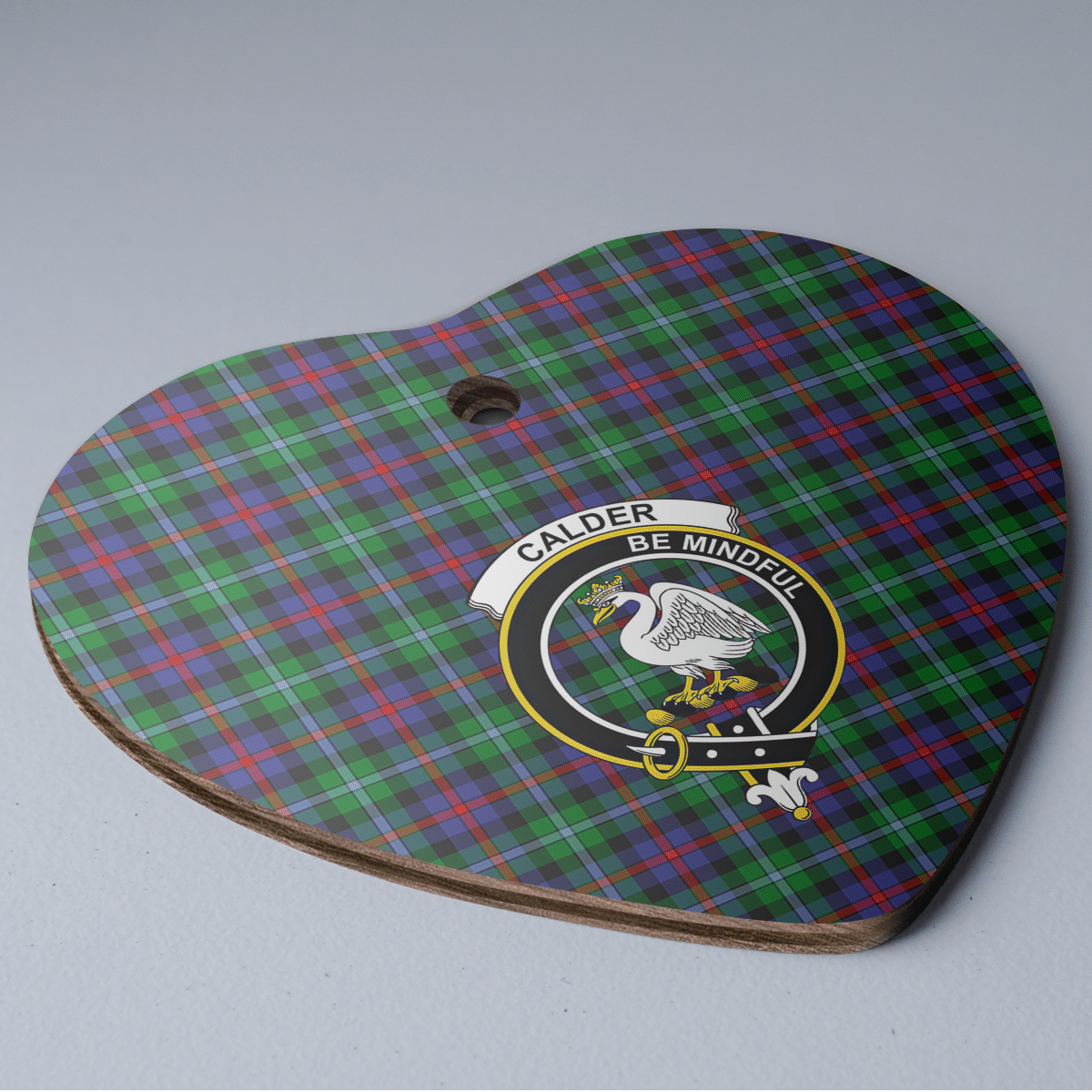 Clan Calder Tartan Crest Heart Ceramic Ornament FZ82 Calder Tartan Tartan Christmas   