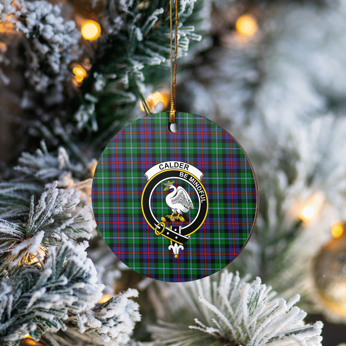 Clan Calder Tartan Crest Round Ceramic Ornament OW57 Calder Tartan Tartan Christmas   