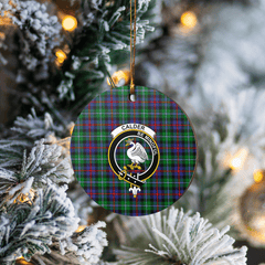 Clan Calder Tartan Crest Round Ceramic Ornament OW57 Calder Tartan Tartan Christmas   