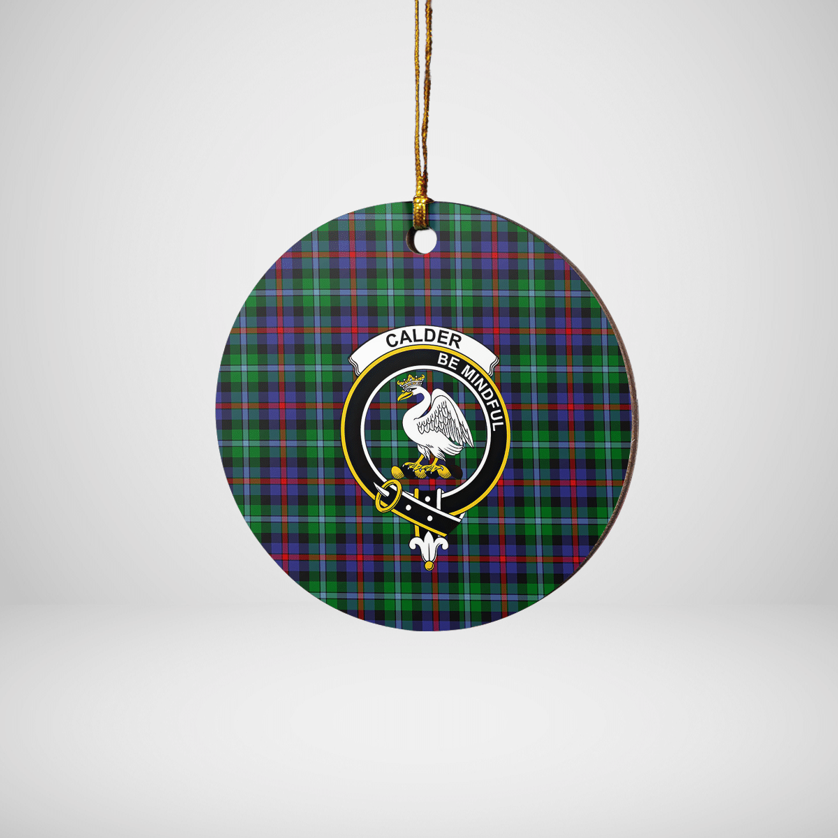 Clan Calder Tartan Crest Round Ceramic Ornament OW57 Calder Tartan Tartan Christmas   