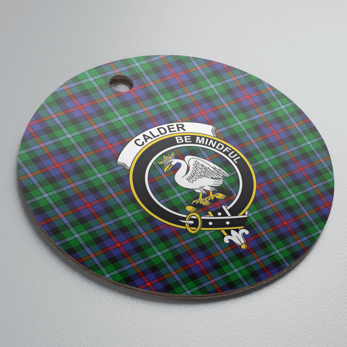 Clan Calder Tartan Crest Round Ceramic Ornament OW57 Calder Tartan Tartan Christmas   