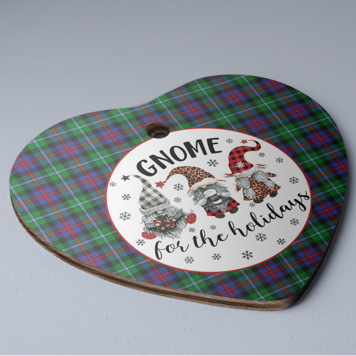 Clan Calder Tartan Gnome Heart Ceramic Ornament GB41 Calder Tartan Gnome Tartan Christmas   