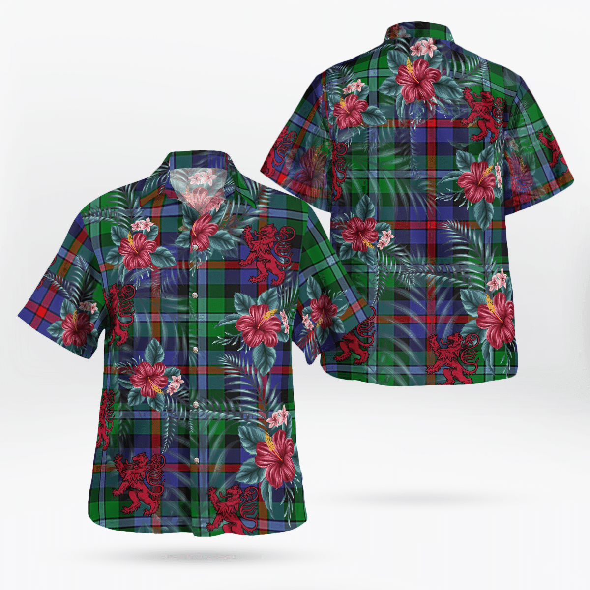 Clan Calder Tartan Scottish Lion Hawaiian Shirt AR20 Calder Tartan Tartan Hawaii Shirt   